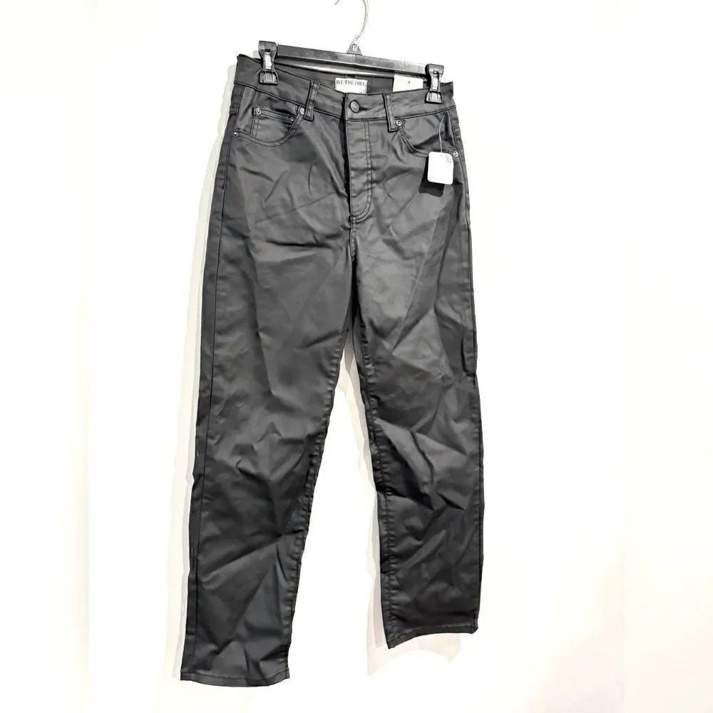 Free People Pacifica coated straight leg jeans in black - Picture 12 of 16